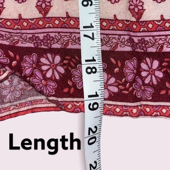 Hollister Boho Long Sleeve Crop Top Pink Flowy Button Front Shirt Womens Size M - Picture 8 of 9